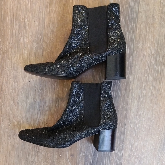 Zara Black Ankle Boots with Textured Sparkle - Size 40 - Picture 3 of 5